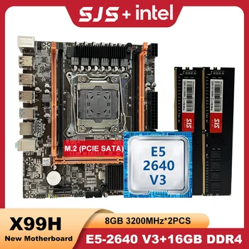 Комплект SJS Xeon X99 дънна Платка E5 2640 V3 Процесор Intel 16G (2*8) Оперативна памет DDR4 3200 Mhz Комплект Placa Mãe e Processador Memoria LGA 2011-3