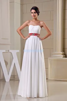 скромен 2023 реална снимка гореща разпродажба червен колан мъниста евтини най по поръчка макси рокля с дълги бели Сватбени рокли по поръчка