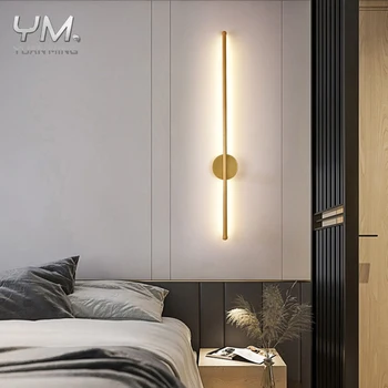 Модерен Минималистичен Дълъг Led монтиран на стената Лампа на Фона Стенни осветителни Тела За Хол Нощни Алуминиеви Стенни лампи за Вътрешно осветление Златен Черен Цвят