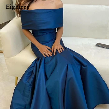 Тъмно-сини дълги вечерни рокли Meramid в арабски стил с открити рамене, вечерни рокли без презрамки, официални рокли, най-новия рокля за бала 2022