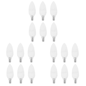 18ШТ Led Лампи, Свещи Крушки Свещници 2700K AC220-240V, E14 470LM 3W Студено Бяло