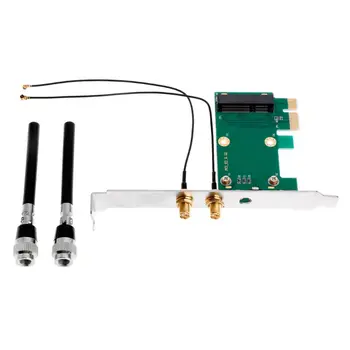 Безжична мрежова карта Wi-Fi Mini PCI-E за PCI-E 1X тенис на адаптер + 2 антени