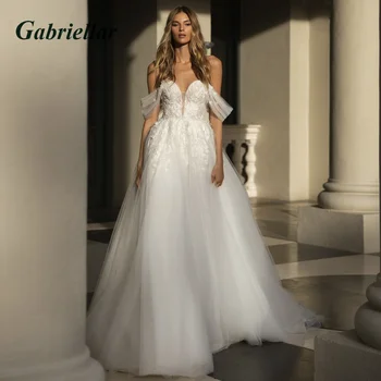 Сватбена рокля Gabriellar за жени, апликация от пайети, скъпа, с открити рамене, дантела, без табли, тюлевое рокля трапецовидна форма 2023, жена