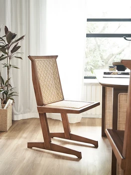 Стол Nakajima George, стол от масивно дърво Quiet Wind, сплетен от лозови насаждения, Прост, модерен, маса за хранене скандинавски дизайнер, ретро-лоза