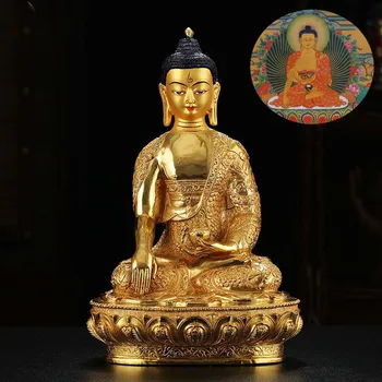 Крупнооптовая будистка доставка на Будизма Тайланд, Индия защита на семейството свети Шакямуни Позлатени Буда Медни ДОБРА статуя