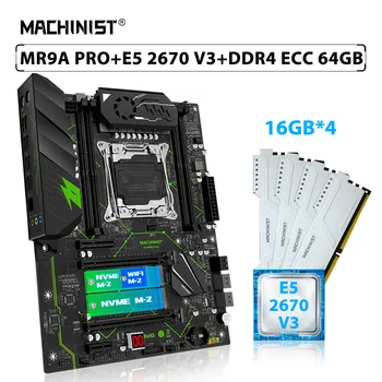MACHINIST X99 MR9A PRO Комплект дънната платка LGA 2011-3 Комплект Xeon E5 2670 V3 Процесор на 4 бр. * 16 GB = 64 GB ECC DDR4 Оперативна памет NVME M. 2