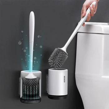 Стенен ершик за тоалетна, силиконова TPR мека четка за почистване на тоалетната чиния, домакински почистващи препарати, аксесоари комплекти за баня