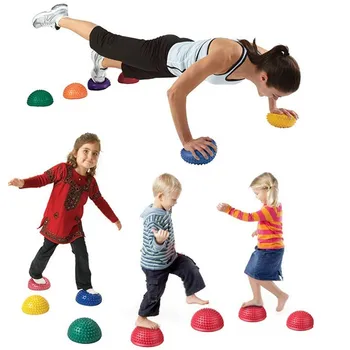 2 бр. надуваеми полусферические топки за йога, масажи, фитбол, PVC, тренажор за физически упражнения, балансиращ топка за фитнес, пилатес, спорт, фитнес