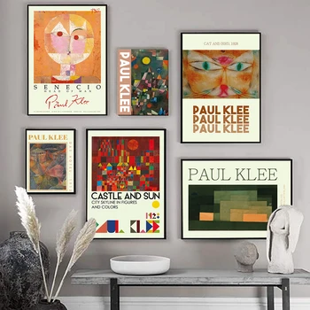 Паул Клее, абстрактен замък, кула, Слънцето, луната, котка, плакати и щампи, стенно изкуство в скандинавски стил, платно, картини за вашия интериор дневна