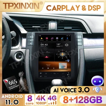 2din CarPlay Tesla Екран, Snapdragon 665 За Honda Civic 2016-2019 Android 11,0 Авто Радио Мултимедиен Плеър Главното Устройство Navi GPS