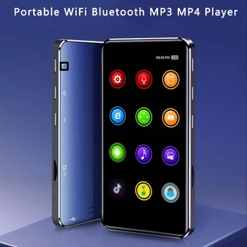 4-инчов HD на цял екран MP4 плейър със сензорен екран, слушалка Bluetooth 5.0, преносим MP3 плейър с Wi-Fi, FM-радио, видео, електронна книга
