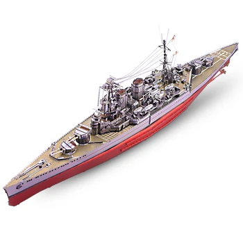 Комплекти за сглобяване на 3D метални пъзели Piececool - играчка-пъзел Battleship HMS HOOD, коледни подаръци за рожден ден за деца и възрастни