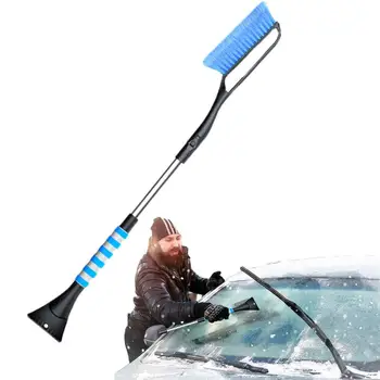 Стъргало за предното стъкло с четка Прибиращ се четка за почистване на сняг със стъргалка за лед Многофункционален автомобилен инструмент за отстраняване на сняг, за