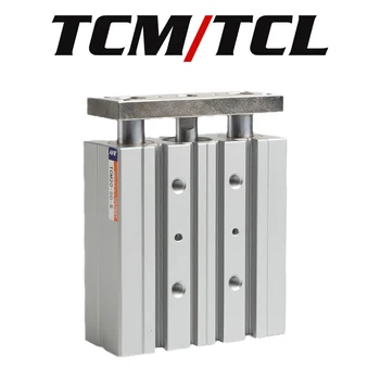 Компактен ръководство цилиндър Тънък трехосевой въздушен пневмоцилиндр с линеарно стълб TCM12X10S TCM16X20S TCM12X25S TCM12X50S TCM16X60S