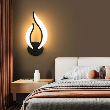 Модерен минималистичен, с монтиран на стената лампа във формата на пламък, декорация на вътрешното осветление, спалня, коридор, хотелска стая, декорация на търговски център, led