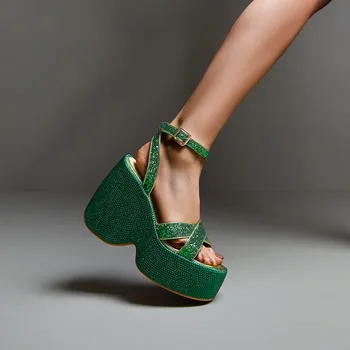 Летни модни и удобни сандали дамски сандали на платформа с отворени пръсти и обувки с високи токчета и Удобни сандали до голяма дебела подметка