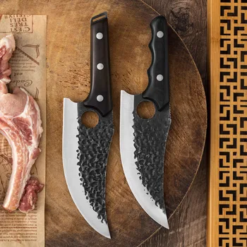 Кухненски нож ръчна изработка, изкован нож за рязане на месо, разделочный нож от неръждаема стомана, туристически ловни ножове, мясницкий нож на улицата