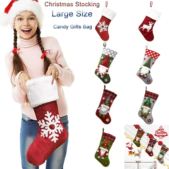 Коледна Торбичка За Отглеждане Коледен Подарък За Нова Година Притежателя Бонбони Чанти Украса За Камината Noel Голям Размер Коледен Чорап Коледно Дърво Декор