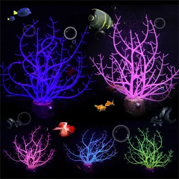 Силиконов нажежен изкуствен корал, че симулира аквариум, Нощна светлина, коралови рибки в аквариум, коралов растения, подводен украшение