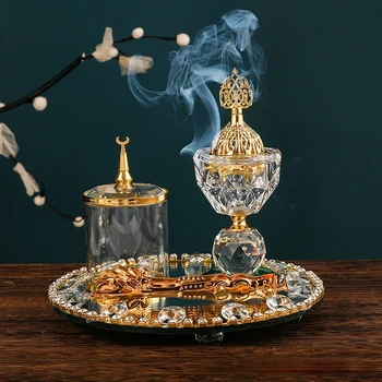 Набор от курильниц за тамян от кристално стъкло, Саудитска Арабия, мюсюлманските тамян горелки, поставка за ароматни пръчици, украса за офис Yogo, всекидневна, декориране