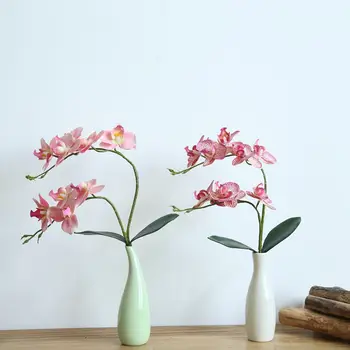 2 Вилици 9 глави на изкуствени цветя, phalaenopsis латекс силиций момента на докосване на голяма орхидея orchidee сватба високо качество единични бр.