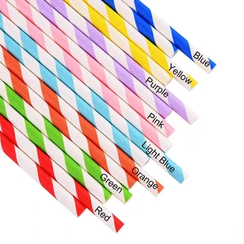 100 бр. Цветни-разградими формовъчни хартиени сламки извити сламки за сватбеното парти Аксесоари за напитки за рожден ден