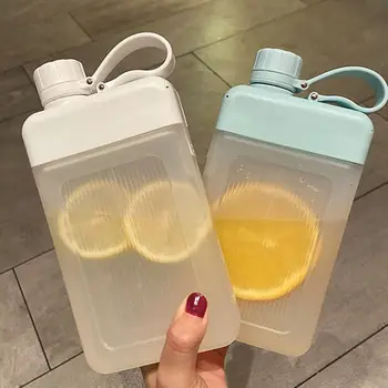 450 МЛ креативна плоска бутилка за вода Пластмасова пътна велосипедна чаша за пиене на сок от Множество преносима бутилка без BPA Спортна бутилка за напитки