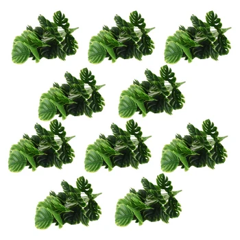 10шт 18 зъба Изкуствени растения Монстера от зелени палмови листа за украса на градината стая тераси Пластмасови растения