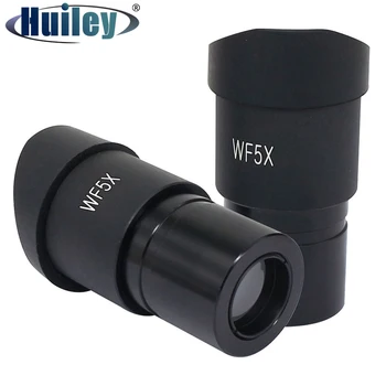 2 ЕЛЕМЕНТА WF5X Широкоъгълен Окуляр Оптичен микроскоп Размер на Закрепване на обектива 30 мм зрително Поле 20 мм с Наглазниками за Стереомикроскопа
