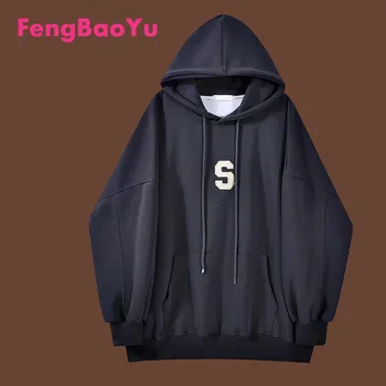 Fengbaoyu/ дамски пролетно-есенна hoody с качулка виолетово-бял цвят, дишаща тънка японската малка hoody с писмото принтом Sense високо качество