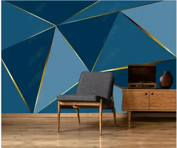 потребителски фотообои 3d тапети на стената геометрични модерни и креативни тапети за дома от синия блок камък за стени, на рула