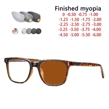 TR90 Квадратни Нитове Фотохромичните слънчеви Очила Мъжки Дамски Очила за Късогледство Студентски Очила за Късогледство 0 -0,5 -1 -1,25 -1,5 -2,0 До -6