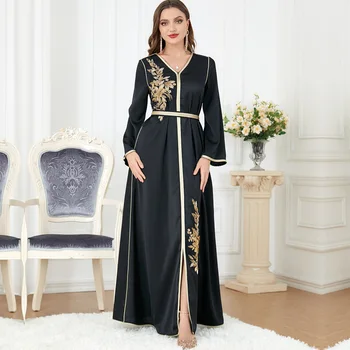 ICCLEK Dubai Dress Woman 2023 Черни абайи за жени Саудитска Арабия Абайя Черна жена Дубай мюсюлманска дрехи за празника Ейд
