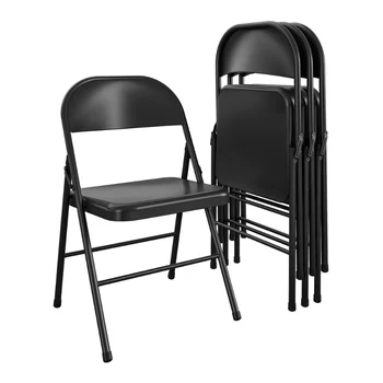 Стоманена сгъваем стол Mainstays (4 опаковки), черни аксесоари за къмпинг