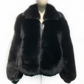 Дамско яке от естествена лисица, дамско палто от естествена кожа, плътни топли зимни дрехи