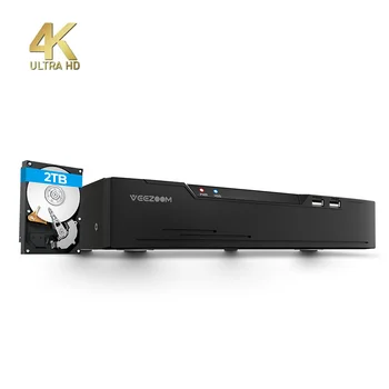 4K 8MP Ultra HD 8-канален sasha smart security PoE NVR с функция за откриване на движение, 8-портов мрежови видеорекордер poe nvr с твърд диск капацитет 2 TB
