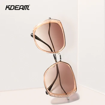 KDEAM за дама, поляризирани очила с пеперуда, женски слънчеви очила с розов диамант, големи слънчеви очила с закрученными крака, gafas de sol feminino