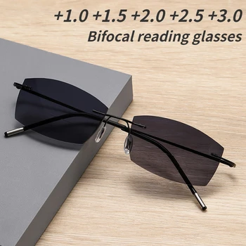 Бифокални очила за четене без рамки Мъжки слънчеви очила за четене мъжки слънчеви очила бинокулярна очила +1.0 +2.0 +3.0 мъжки слънчеви Очила