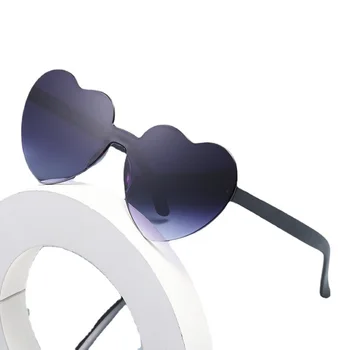 Слънчеви очила Праскова Сърце Слънчеви очила Love Желеобразного цвят без рамки Пълнозърнести Очила във формата на сърце Ослепително на цвят Очила