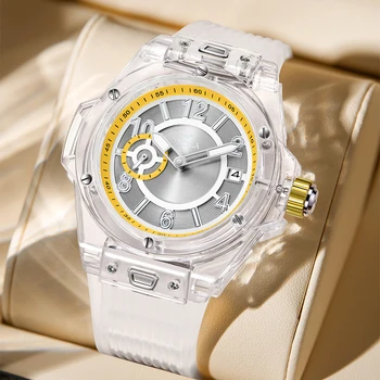 Модерен часовник за мъже и жени на марката ONOLA, луксозни прозрачни пластмасови водоустойчиви кристални силиконови мъжки часовник Relojes ал Hombre
