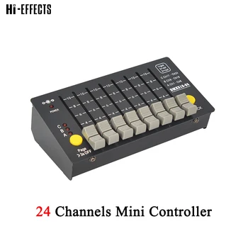 Мини конзола с 24 канала за управление на оборудване за сценични ефекти, портативен контролер международен стандарт DMX512 за оборудване за сценичното осветление