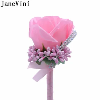 JaneVini Дамски Лилави Corsages Изкуствена Роза Мъжки Брошка Петлицы на Сватбени Цветя, Бутониери За Младоженеца flor para novio 2020