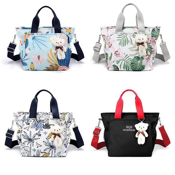 Новата пътна чанта с флорални цветни принтом за жени и момичета, многофункционална чанта през рамо, чантата е с голям капацитет за сладка кукла-мече