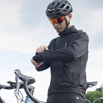 Нов мъжки велосипеден комплект Rockbros, удобна, дишаща, леката велосипедна яке, ветрозащитный спортен комплект унисекс за активна почивка, черен