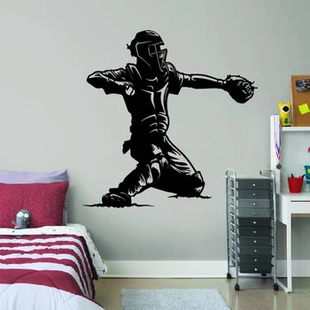 Стикер за стена с образа на ловеца бейзбол - бейзбол на стената, спортна стикер, за украса на спални за момче E937