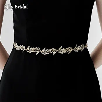 Доброто стразовые листа Сватбени колани и колан Аксесоари за рокли ръчно изработени кристална сватба колан за жени, подарък подружке на булката