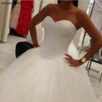 Гореща разпродажба 2023 Сватбена рокля, расшитое мъниста, Vestido De Noiva, сватбената рокля дантела отзад, бели сватбени рокли