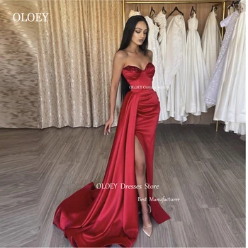 OLOEY Сладки червени и дълги рокли за абитуриентски бал с прерязано, арабски дамски официални рокли, тържествена вечерна рокля, дълга вечерна рокля за парти