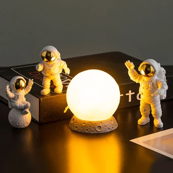 3D Луната Домашен лека нощ Статуетка Астронавти Фигурки на Героите Статуя на Астронавти Нощна Лампа Стая за Масаж Тенис на Декора В Помещението Осветление