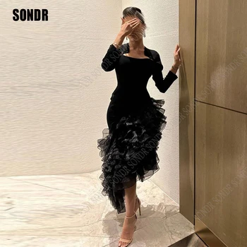 SONDR 2023 най-Новите стилни черни на няколко нива, рокли за партита, арабско рокля за абитуриентски бал с дълги ръкави, вечерни коктейлни рокли, вечерни рокли Vetidos